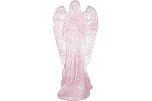 ‎NUPUYAI Nupuyai 8,3cm Rosenquarz Engel Figur Groß Geschnitzter Heilstein Glücksengel Schutzengel Figur Statue Talisman Glücksbringer Engel Deko für Haus und Büro