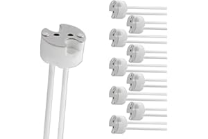 AKYNITE Portalampada GU5.3 MR16 con Cavo Silicone 14cm, 12V-250V, 2A max. 100W, Presa Porta Lampade in Ceramica Attacco GU5.3 GU4 G6.35 G4 per Faretti Alogene e Lampadina LED, set di 10