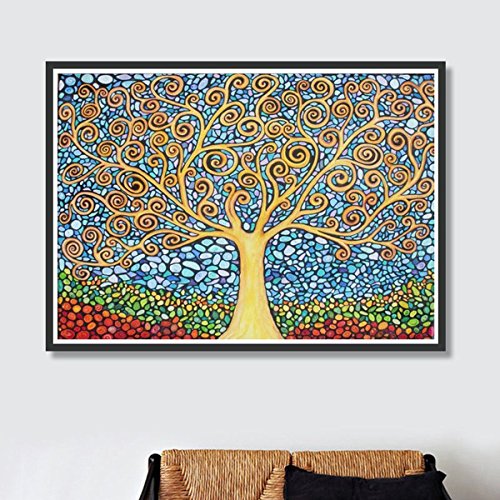 Árbol abstracto 5D kit de pintura de diamantes bricolaje bordado cuadrado lleno de diamantes de imitación artesanía de punto de cruz para la decoración de la pared del hogar (38 * 30 CM)