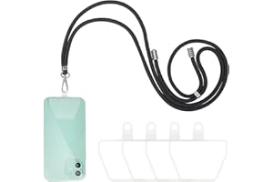 COCASES Universale Handykette, Schlüsselband Halsband zum Umhängen kompatibel mit 4er transparente Ersatz Einlage (Schwarz)