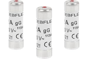 DEBFLEX Fusible électronique - Fusible céramique - Fusible avec voyant - Fusible 16A - Sachet De 3 Fusibles Avec Voyant 10,3X31,5 16A 380 Volts - Deblex 715326