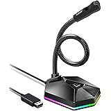 Tukzer USB Computer Microphone, RGB Mic, Omnidirectional Condenser Noise-Cancelling with On-Off Button, Plug & Play Desktop L