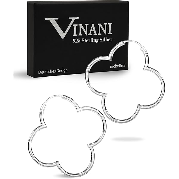 Vinani Damen Creolen Aus 925 Sterling Silber – Klappverschluss Mit Blumen-Design, Hochglanzpoliert