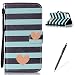 Produktbild Feeltech HUAWEI Honor 4C Hülle,HUAWEI Honor 4C Magnet Leder Wallet Cover,Elegant Soft PU Kartenfach Extra Dünn Tasche Bunte Relife-Muster [Stand Funktion] Karte Halterung Klapp hülle Flip Book Design Case Flexible TPU Ultra Slim Inner Bumper Tasche mit Landyard [Free Stylus] für HUAWEI Honor 4C - Streifen Herz
