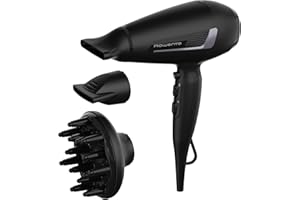 Rowenta Pro Expert - Secador de pelo 2100 W con motor AC Pro, 6 ajustes de velocidad/temperatura, Revestimiento turmalina, Tecnología iónica, 126km/h, 2 boquillas concentradoras y difusor, CV8825