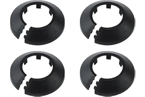 VOOVEN 4 Pcs Radiator Pipe Covers Black - 15mm Radiator Pipe Hole Collars Cover, Plastic Pipe Covers Wall Pipe Tube Diameter Pipe and Towel Rail Radiators Pipe (Black)