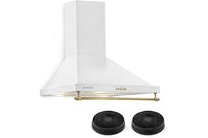 Klarstein Montblanc 60 - Hotte aspirante, Filtres inclus, Taille: 60cm, Débit d'air max.610 m3/h, 3 niveaux, Élégante, Filtres inclus, Blanc