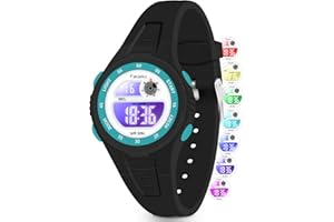 Facasu Kids Digital Watch for Boys Girls, Colorful Light 50M Waterproof Outdoor Sports Watch for Toddler Children with Stopwatch Alarm 12/24 H Functions - Kids Gifts for Boys Girls Ages 4-15