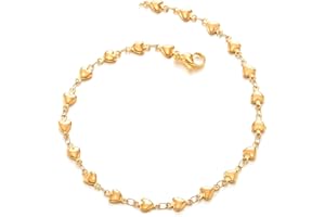 COOLSTEELANDBEYOND Acciaio Inossidabile Soffio Cuore Collegamento Chain Cavigliera da Donna Ragazze