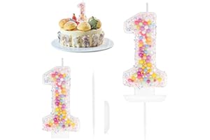 YIRAN Pastel Pearl Sequin 1st Birthday Candles for Girls, Number 1 Candle, Macaron Candles, Number Birthday Candles for Cakes, First Birthday Candle, Cake Candles Cake Topper Decorations for Birthday Party