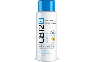 CB12 - Sensitive - Bain de bouche - Sans alcool - Lutte contre la mauvaise haleine pendant 12 heures - Dents sensibles - Recommandé par les dentistes - Arôme menthol doux - 250 ml