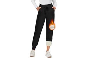 DDOBB Thermohose Damen Winter Gefütterte Jogginghose Warm Fleecehose Mit Taschen Verdickte Sportleggins Kordelzug Laufhose Trainingshose Wanderhose Sweatpants Freizeit Outdoor Hosen