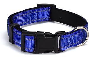 AOKLANT Odblaskowa nylonowa obroża dla psa, wygodnie wyściełana nylonową obrożą, regulowane rozmiary i kolory, idealna dla małych, średnich i dużych psów, granatowa, XS