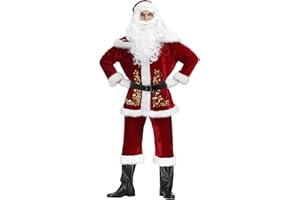 Proumhang Costume da Babbo Natale Costume da Babbo Natale 9 Accessori (Senza Sacchetto)-XXXL(190-195cm)