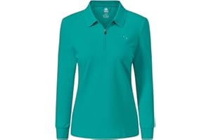 MoFiz Polo Mujer Zip Camiseta Manga Larga Invierno Algodón Trabajo Golf Tops