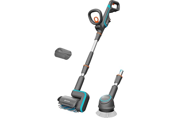 Gardena batteridrivet multirengöringsredskap AquaBrush Universal 04/18V P4A solo: Batteridrivet rengöringsredskap, våtrengöring av terrassgolv i ett enda steg, utan batteri (14842-55)