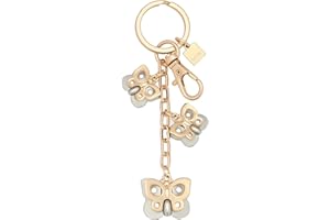 THUN - Portachiavi 3 charms farfalle - metallo, smalto a freddo - Collezione Sempre con me - 9.5 cm