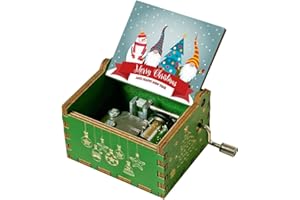 Evelure Carillon Merry Christmas, scatole Musicali a manovella in Legno Intagliato Antico per Il Compleanno dei Bambini (Style5)
