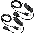 KASTWAVE USB Extension Cable with ON/Off Switch Support Data and Power 1m/3Feet (2Pack) Compatible for USB Headset, USB Desk Lamp, USB Fan, LED Strips