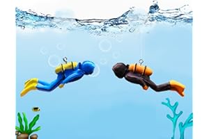 NALIX Decoration Aquarium, 2 Pcs Plongeur Ornement avec Boule Flottante, Deco Aquarium de Résine, Plongeur Décor Paysage pour Fish Tank Reservoir de Poisson Aquarium