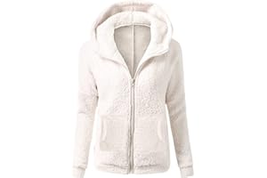 LIKEYIFUTOP Sweat à Capuche Zippé Femme Veste Polaire Pull à Manche Longue AVCE Poche Manteau Polaire Femme Hiver Chaud Chic