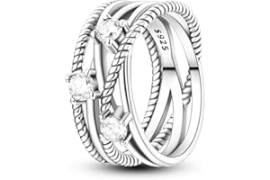 NARMO 925 Anelli in Argento Sterling per le Donne Evil Eyes Anelli Linea intrecciata Cubic Zirconia Anelli Semplici Impilabili Anello di Fidanzamento Anelli di Personalità Dimensione 11.5-19.5