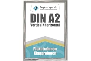 DisplayLager - A2 Stahllook Klapprahmen mit 25mm Aluminium Profil, Entspiegelter Schutzscheibe, Befestigungsmaterial