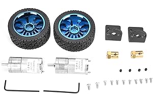 wifehelper DC 6V 280RPM 25GA370 Encoder Motor Set 4mm Welle DC Getriebemotor mit Montagehalterung 65mm Rad Kits für Smart Car Robot DIY