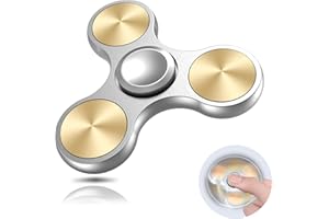 Aolcev Fidget Spinner Metal Fidget Toy Stainless Steel Fast Bearing 4-10 Minutes Spins Hand Spinner Tri Finger Gyro Toy EDC ADHD Focus Anxiety Stress Relief Toys Gifts for Kids Adults-Silver Gold