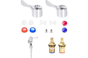 CYZBL 2 Sets Tap Cartridge Replacement Mixer, Replacement Tap Gland Valves 1/4 Turn, Brass Ceramic Stem Disc Cartridge Faucet Valve, Universal Tap Parts Repair Kit for Kitchen Bathroom Sink