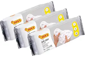 Jovi Air Dry Arcilla de Secado al Aire, Blanco, 3 uds de 250 gr | Pasta de modelaje endurecible sin horno, no tóxica, Manualidades para niños y adultos