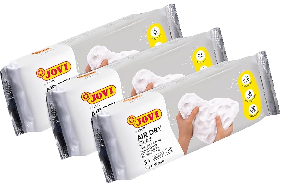 Jovi - Kit Air Dry de 3 uds de 250gr, arcilla de secado al aire, Blanco | Pasta para modelar sin horno, no tóxica y sin glute