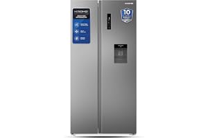 KROME 600Liters Gross,Side by Side Refrigerator with Water Dispenser,Multi Air Flow,Door Alarm,Recessed Handle,No Frost,Electronic Touch Temperature Control,INOX,10Year Compressor Warranty KR-SBS600WM