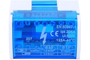 MARANON Scatola di giunzione, scatola di distribuzione terminale su guida DIN su 2 livelli monofase con coperchio antipolvere trasparente 207