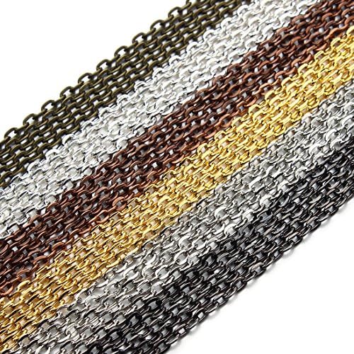 Sauvoo Beads 3*4mm Rhodium/Silver/Gold/Gun Black/Ancient Red Copper/Antique Bronze/Plated Necklace Chains Pack of 10 Charm DIY Jewelry Making (Gun black 2x3mm)