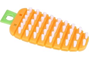 CLASKEN Vegetable Scrubber, Potato Scrubbing Brush Carrot Shape Hanging Vegetable Brush Fruit Brush for Vegetable for Potato(Orange)