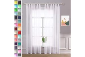 Megachest sheer Voile Tab Top Curtain(Pure White, 56" wideX118 drop(W142cmXH300cm))