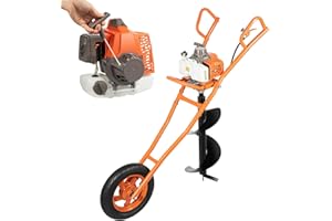 DAOHHFO Tarière à essence 2 temps avec chariot manuel, 63 cm³, tarière à essence, avec foret de 30 cm, tarière à gaz avec tarière