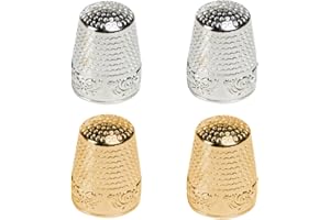 BCZR Ditale per Cucito 4 Pezzi-Ditale da Cucito in Metallo-Strumenti per Cucito-Ditale per Maglieria-Protezione per Le Dita-Ditali per Cucito a Mano, Ricamo(Oro e Argento)
