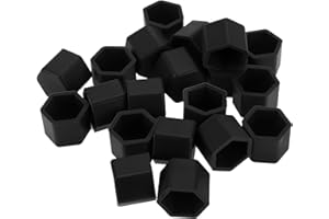 Partuto 20 Pcs Wheel Lug Nut Bolt Rims Tire Nut Screws Dust Cap Cover Nut Protection Silicone Black 2.2x19x20.2mm