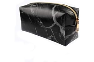 ASHUXXN Étui à Crayons Motif Marbre Trousse Trousse à Crayons Papeterie Étudiant Sac de Rangement en Texture de Marbre Cuir PU Fournitures de Bureau Sac à Outils de Bureau Fournitures de Bureau (Noir)