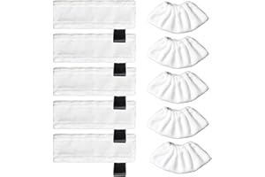 ANBOO 10 sztuk akcesoriów do odkurzacza parowego Kär-cher Easyfix SC2 SC3 SC4 SC5 SV7, zestaw ściereczek z mikrofibry do Kär-cher SC1 SC2 SC3 SC4 SC5 SV7 (5 ścierek podłogowych + 5 pokrowców materiałowych)