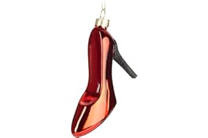 ‎BRUBAKER BRUBAKER High Heel Rot Weihnachtskugel aus Glas - Handbemalt und Mundgeblasen - Christbaumschmuck Lustig - Stiletto Damen Schuh Christbaumkugel Figuren Weihnachtsdeko Anhänger - Deko Baumkugel