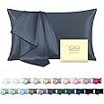 Mulberry Silk Pillow Cases for Hair and Skin King Size Silk Pillowcase with Zipper Soft Breathable Smooth Cooling Satin Silk Pillow Covers for Sleeping (Space Grey,20"X 36",1Pcs)