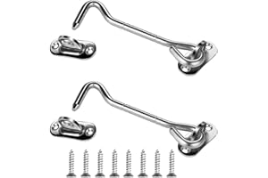 oumuik Haczyk sztormowy, hak ze stali nierdzewnej, 2 sztuki, hak kabinowy na balkon, drzwi, rygiel z 8 śrubami montażowymi (srebrny)