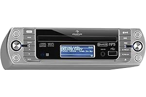 auna KR-500 CD Silver Edition - Radio de Cocina, Internet WiFi, Spotify Connect, Reproductor CD, Compatible MP3, Puerto USB, AUX, Display LCD, App UNDOK, Control Remoto, Gris Metalizado
