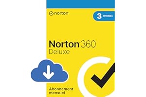 Norton 360 Deluxe 2026 |3 Appareils | Abonnement Mensuel avec Renouvellement Automatique | Secure VPN - Password Manager - Dark web monitoring| PC/Mac/iOS/Android - Téléchargement