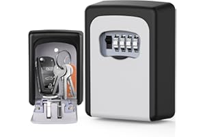 SINZUX Wandbefestigte Schlüsselbox für Haus, wasserdichte und Sicherheits Schlüsselschloss Box, Große Kapazität Outdoor Schlüsseltresor Schrank für Ersatzhaus Schlüssel, Schwarz Schlüsselsafe