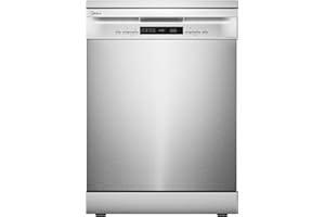 Midea MFD60S200X.1-IT Lavastoviglie Libera Installazione con 14 coperti, 8 Programmi, Display a LED, Partenza Ritardata, Funzione di Mezzo Carico, Asciugatura Extra - Inox
