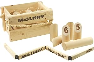 Mölkky Championship Kit - 12 quilles en Bois de Bouleau, 1 Bâton de Lancer, Bloc-Notes de Score, Heittokaari - Jeux de Lancer en Plein Air, Jardin, Plage - Jeu pour la Famille et Les Groupes
